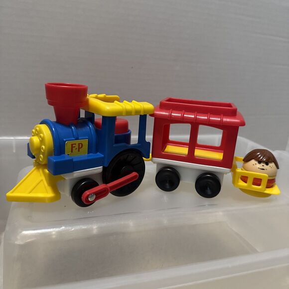 Fisher-Price Other - Vtg 1991 Fisher Price Chunky Little People Circus Train Engine & Red Car